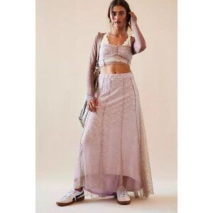 NEW FREE PEOPLE SHAPE OF YOU LACE SKIRT AND TOP SET SANDY PINK COMBO SZ SMALL